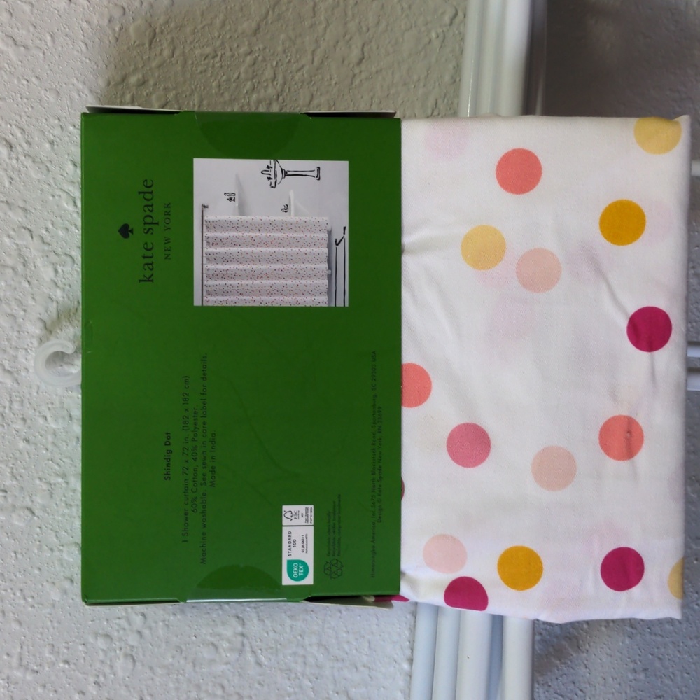 Kate Spade Shindig Dot Shower Curtain White With Multicolor Polka Dots 72"x72"